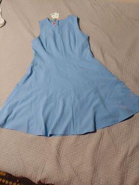 Anne Klein Sky Blue Sleeveless Fit-and-Flare Mini Dress